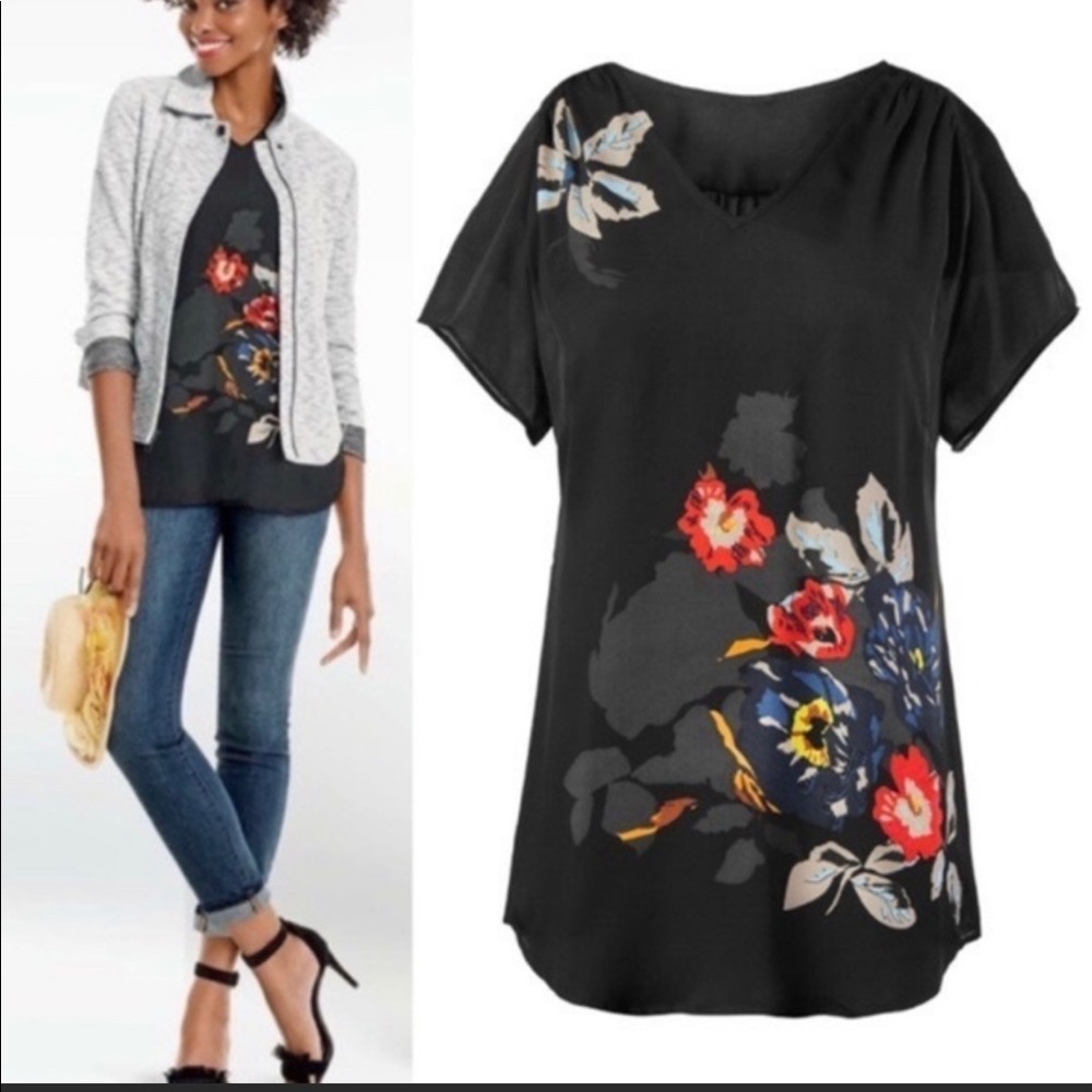 Black floral Fiore blouse size L
